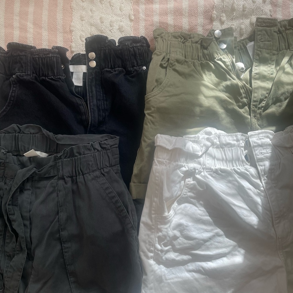 H&M women’s Elastic Waist Shorts - Black, Olive, White